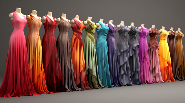 sukienki w różnych kolorach